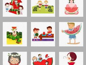 漫画小人吃瓜图片,漫画小人畅享夏日清凉